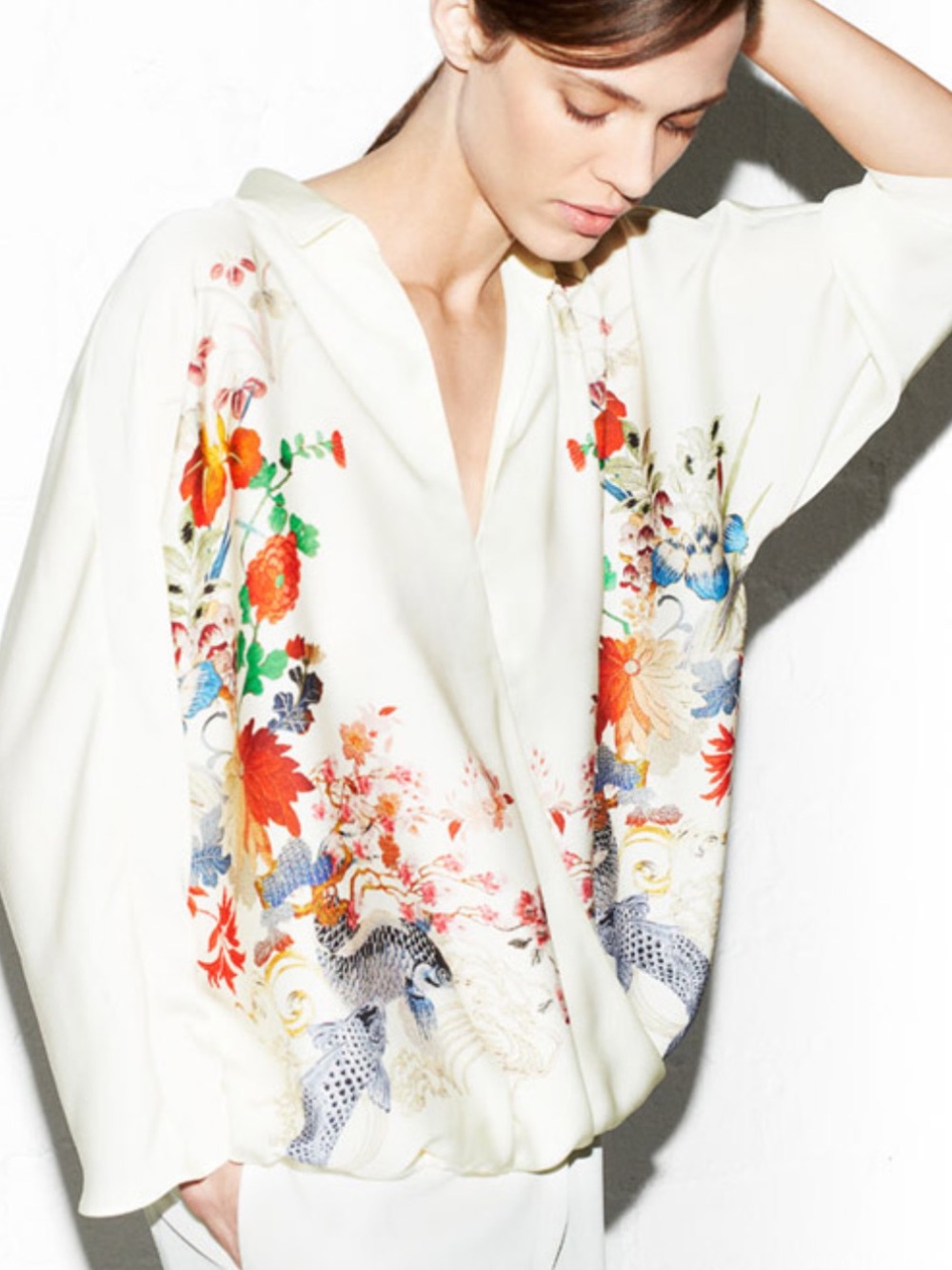 Zara | Tops | Zara Koi Fish Garden Kimono Blouson Blouse